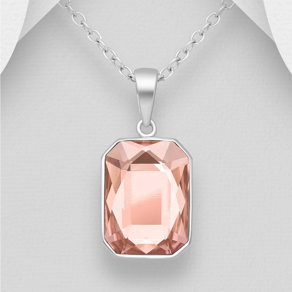 STERLING SILVER CRYSTAL PENDANT IN “VINTAGE ROSE”
